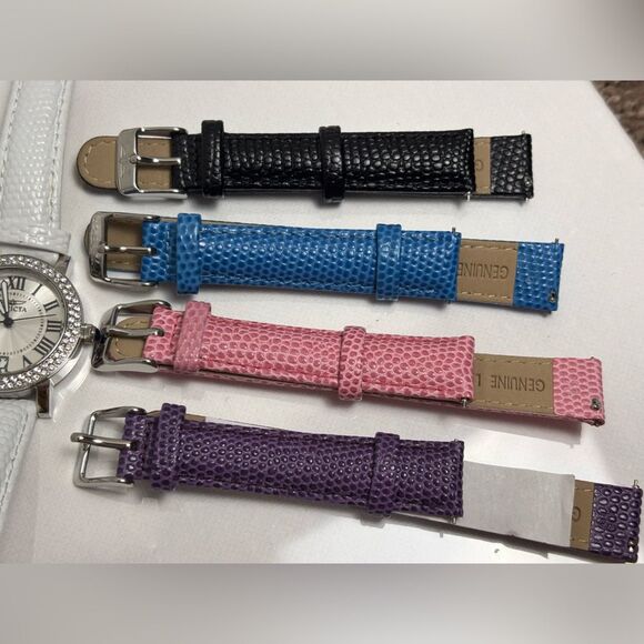 Invicta 21996 Angel Women's 33mm Quick Pin Leather Strap 5-in-1 Silver Watch Set - Picture 4 of 8